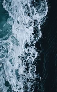 Превью обои море, вид сверху, волны, пена