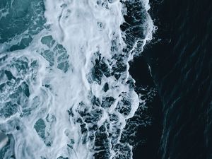 Превью обои море, вид сверху, волны, пена