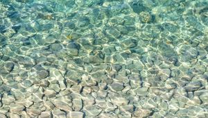 Превью обои море, вода, дно, камни, галька, блики
