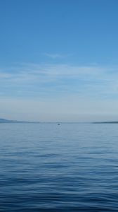 Превью обои море, вода, лодка, горизонт