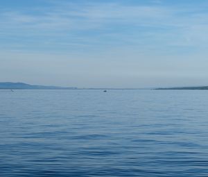 Превью обои море, вода, лодка, горизонт