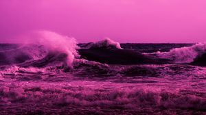 Превью обои море, вода, волны, розовый