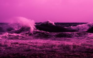 Превью обои море, вода, волны, розовый