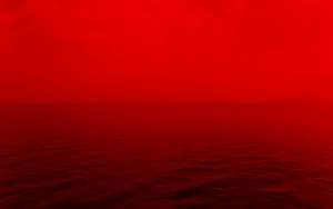 Превью обои море, вода, волны, туман, красный