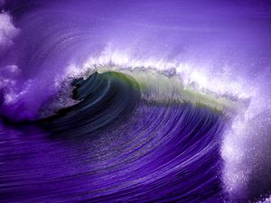 Превью обои море, волна, природа, фиолетовый