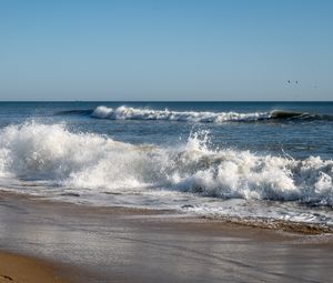 Превью обои море, волны, брызги, пейзаж, природа