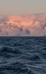 Превью обои море, волны, горы, облака