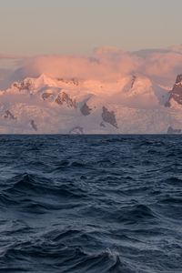 Превью обои море, волны, горы, облака