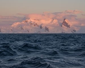 Превью обои море, волны, горы, облака