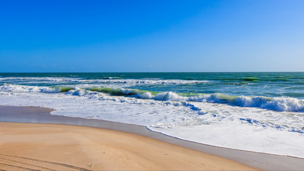 Обои море, волны, пена, пляж, берег, песок, природа