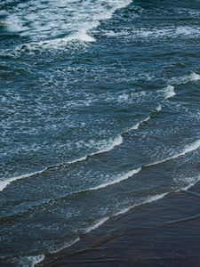 Превью обои море, волны, пена, синий, берег