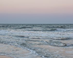 Превью обои море, волны, пляж, луна, отражение