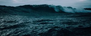 Превью обои море, волны, прибой, пасмурно
