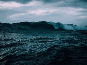 Превью обои море, волны, прибой, пасмурно