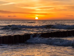 Превью обои море, волны, прибой, закат