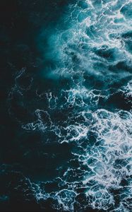 Превью обои море, волны, вид сверху, вода, пена