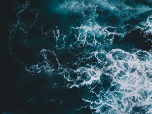 Превью обои море, волны, вид сверху, вода, пена