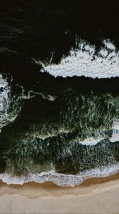 Превью обои море, волны, вид сверху, пляж, прибой
