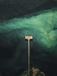 Превью обои море, волны, вода, пристань, вид сверху