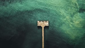 Превью обои море, волны, вода, пристань, вид сверху