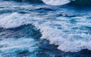 Превью обои море, волны, вода, синий