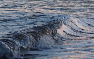 Превью обои море, волны, вода, горизонт, закат