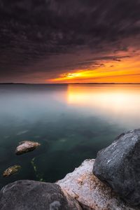 Превью обои море, закат, берег, вода, вид