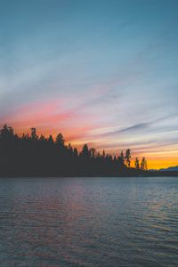 Превью обои море, закат, деревья, берег