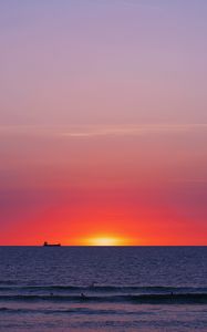 Превью обои море, закат, горизонт