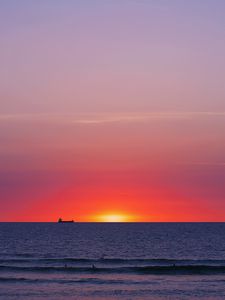 Превью обои море, закат, горизонт