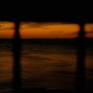Превью обои море, закат, горизонт, темный, тени