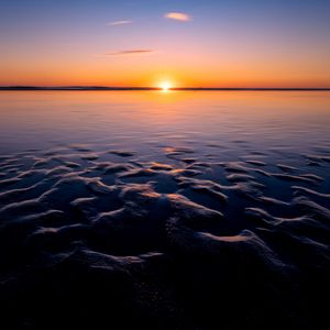 Превью обои море, закат, горизонт, темный, природа