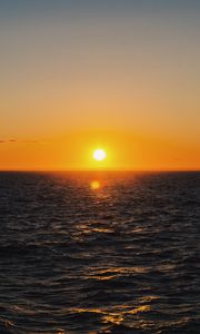 Превью обои море, закат, горизонт, вода, рябь, солнце