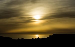 Превью обои море, закат, горизонт, природа