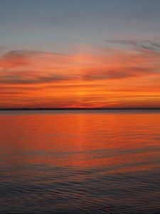 Превью обои море, закат, горизонт, пейзаж