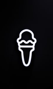 Превью обои мороженое, символ, неон, минимализм, черный