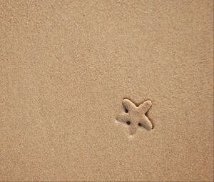 Превью обои морская звезда, песок, пляж, текстура