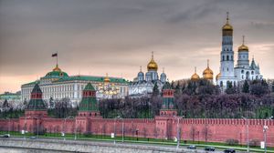 Превью обои москва, кремль, кремлёвская стена, набережная, церковь, храм, столица