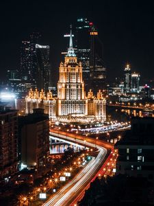 Превью обои москва, россия, ночной город, архитектура