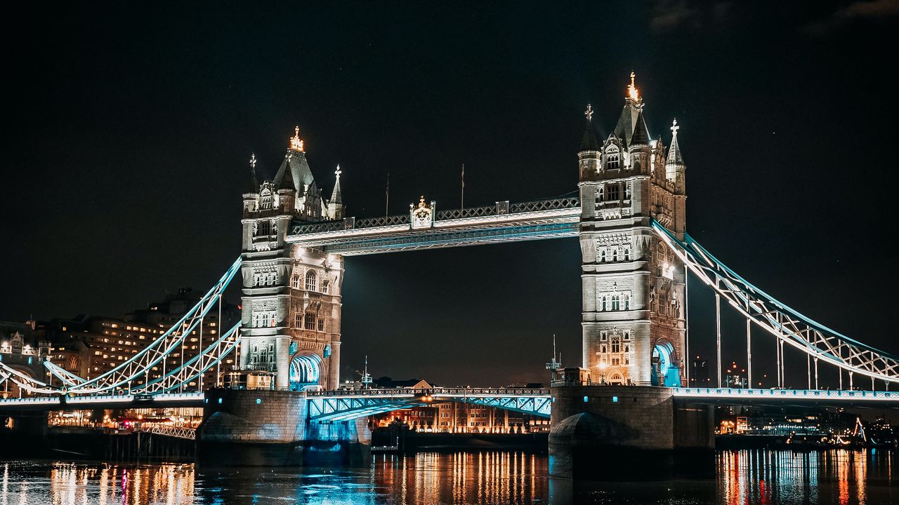 Обои мост, архитектура, река, ночной город, лондон
