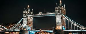 Превью обои мост, архитектура, река, ночной город, лондон