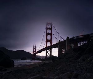 Превью обои мост, архитектура, туман, сумерки