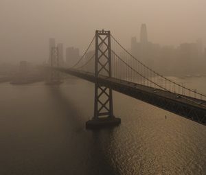 Превью обои мост, архитектура, вода, конструкция, пасмурно