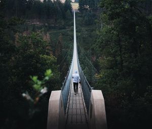 Превью обои мост, человек, одиночество, природа, обзор