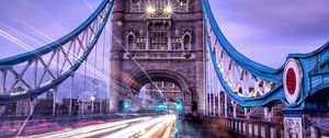 Превью обои мост, длительное воздействие, освещение, архитектура, лондон