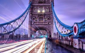 Превью обои мост, длительное воздействие, освещение, архитектура, лондон