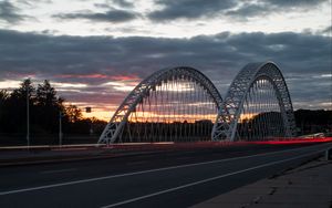 Превью обои мост, дорога, закат