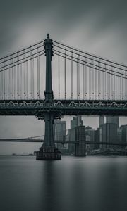 Превью обои мост, город, сумерки, нью-йорк, сша