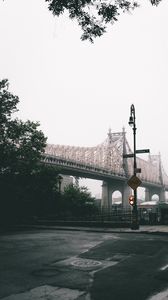 Превью обои мост, город, туман, нью-йорк, сша