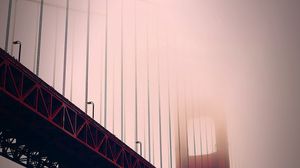 Превью обои мост, город, туман